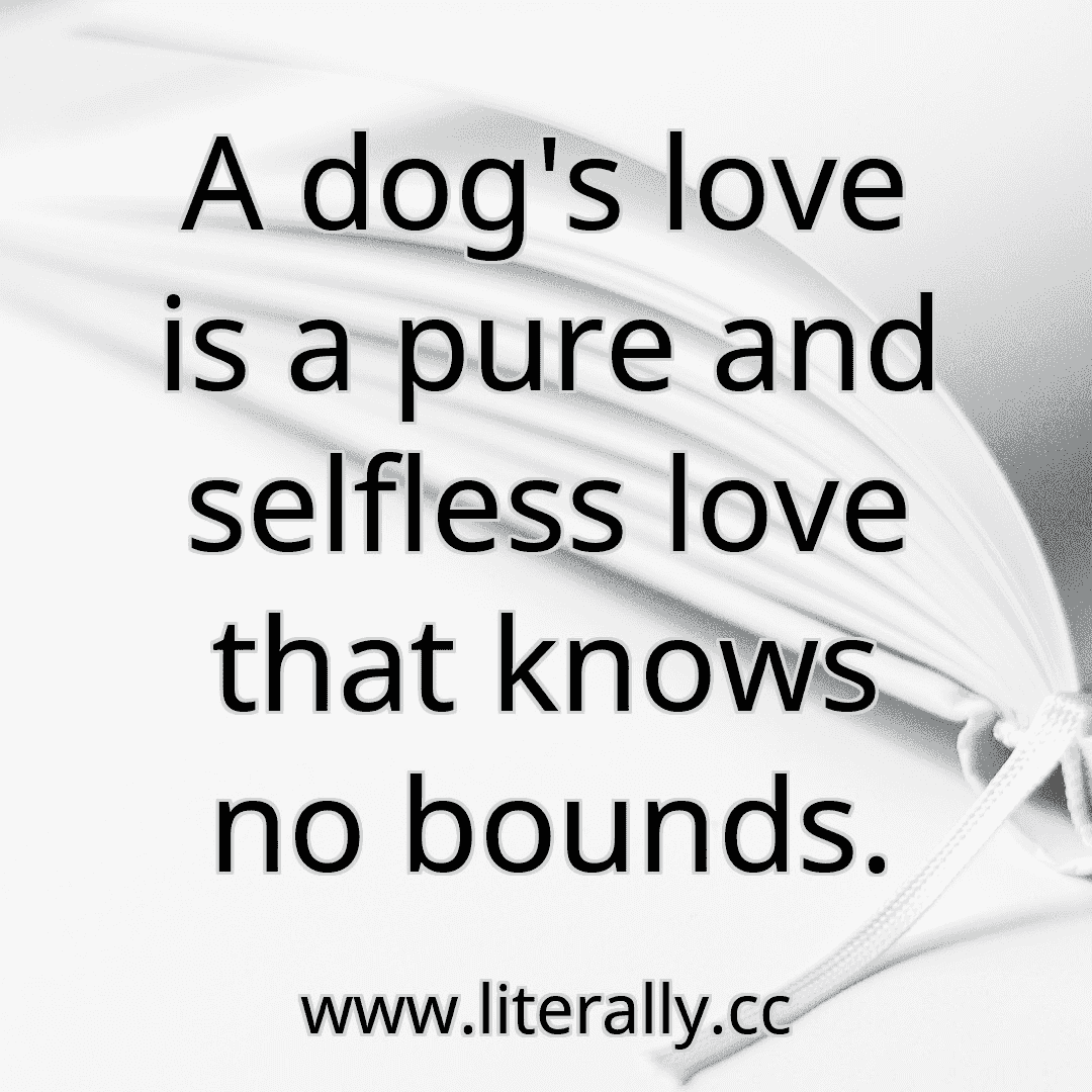 A dog's love is a pure and selfless love that knows no bounds.
