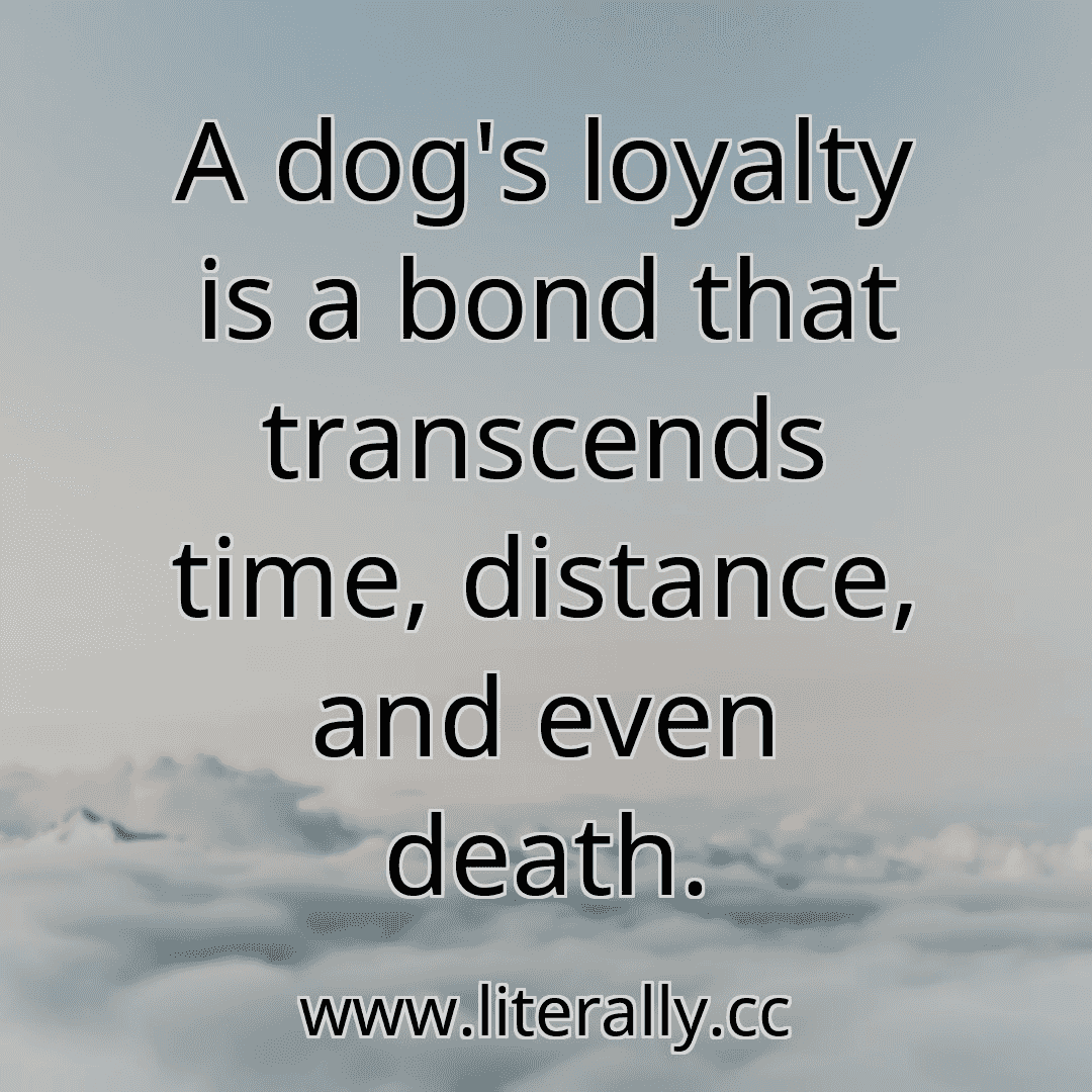 A dog's loyalty is a bond that transcends time, distance, and even death.
