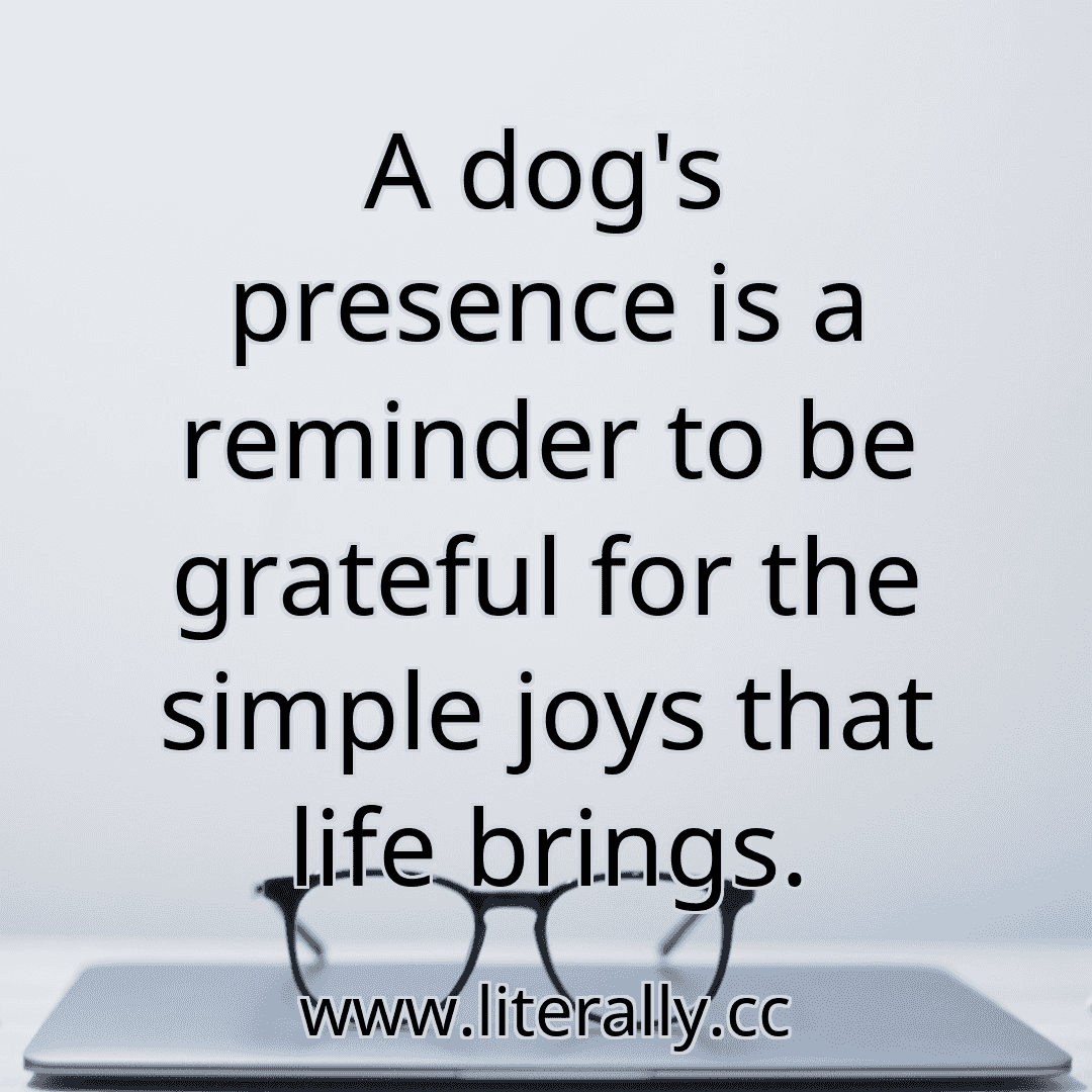 A dog's presence is a reminder to be grateful for the simple joys that life brings.
