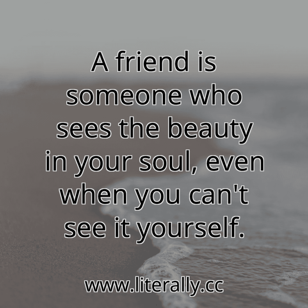 A friend is someone who sees the beauty in your soul, even when you can't see it yourself.
