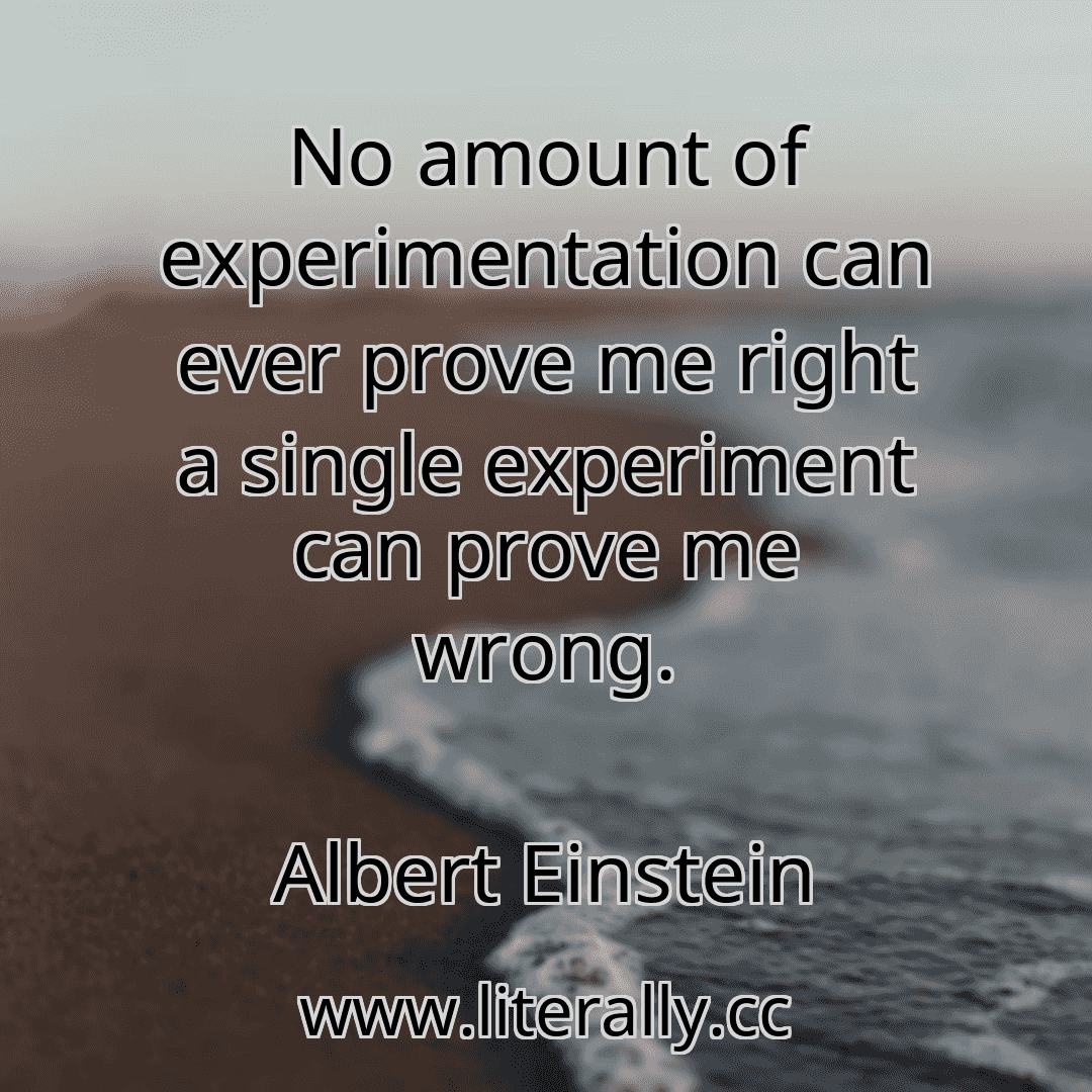 No amount of experimentation can ever prove me right a single experiment can prove me wrong.
Albert Einstein
