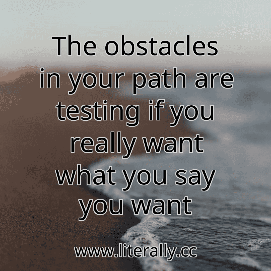 The obstacles in your path are testing if you really want what you say you want
