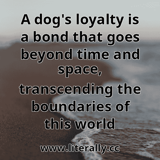 A dog's loyalty is a bond that goes beyond time and space, transcending the boundaries of this world

