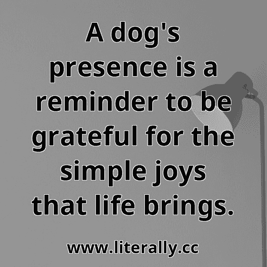 A dog's presence is a reminder to be grateful for the simple joys that life brings.
