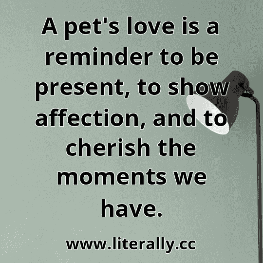 A pet's love is a reminder to be present, to show affection, and to cherish the moments we have.
