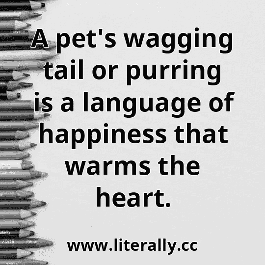 A pet's wagging tail or purring is a language of happiness that warms the heart.
