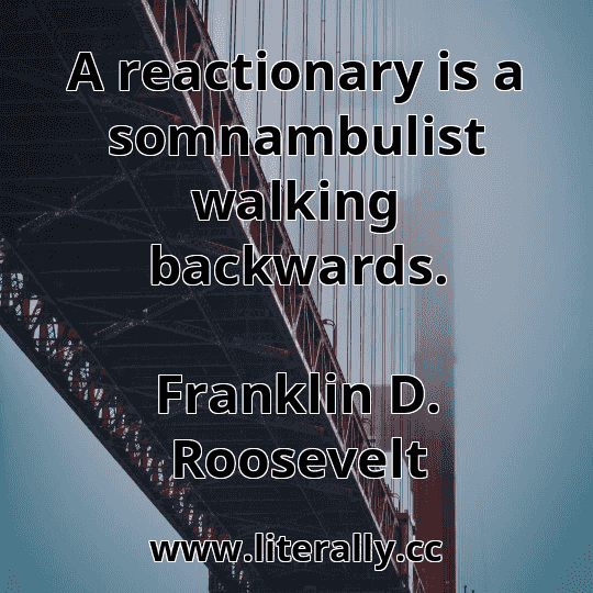 A reactionary is a somnambulist walking backwards.
Franklin D. Roosevelt
