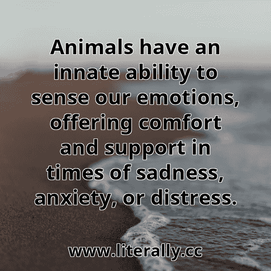 Animals have an innate ability to sense our emotions, offering comfort and support in times of sadness, anxiety, or distress.

