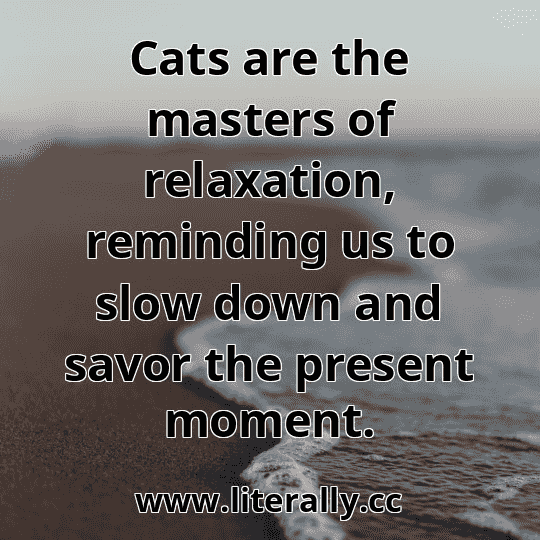 Cats are the masters of relaxation, reminding us to slow down and savor the present moment.

