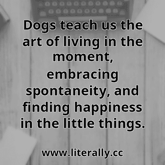 Dogs teach us the art of living in the moment, embracing spontaneity, and finding happiness in the little things.
