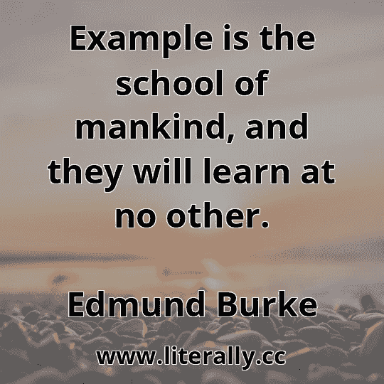 Example is the school of mankind, and they will learn at no other.
Edmund Burke
