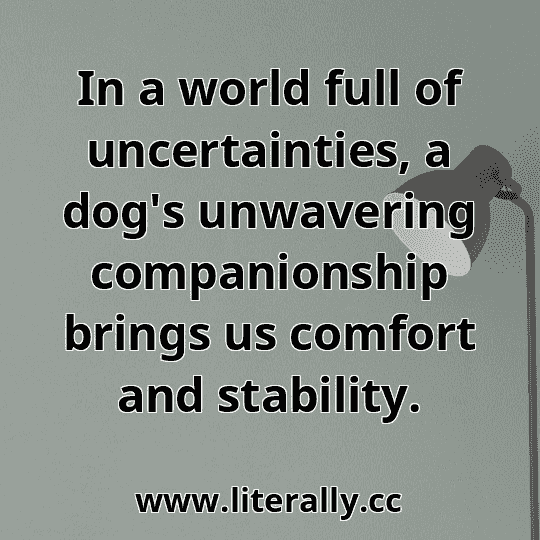 In a world full of uncertainties, a dog's unwavering companionship brings us comfort and stability.
