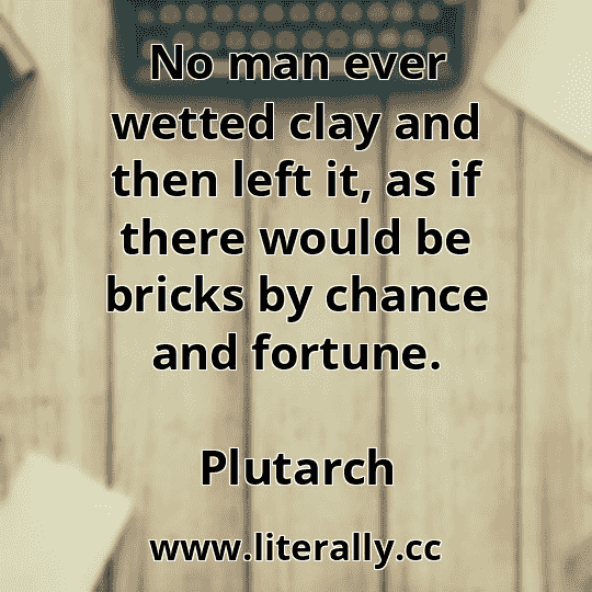 No man ever wetted clay and then left it, as if there would be bricks by chance and fortune.
Plutarch
