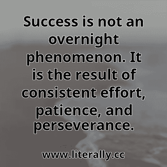 Success is not an overnight phenomenon. It is the result of consistent effort, patience, and perseverance.
