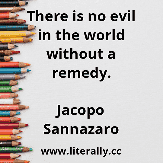 There is no evil in the world without a remedy.
Jacopo Sannazaro
