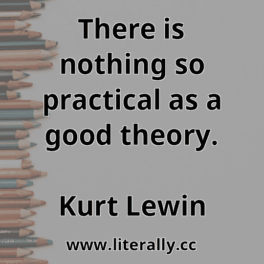 There is nothing so practical as a good theory.
Kurt Lewin
