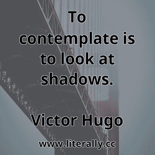To contemplate is to look at shadows.
Victor Hugo
