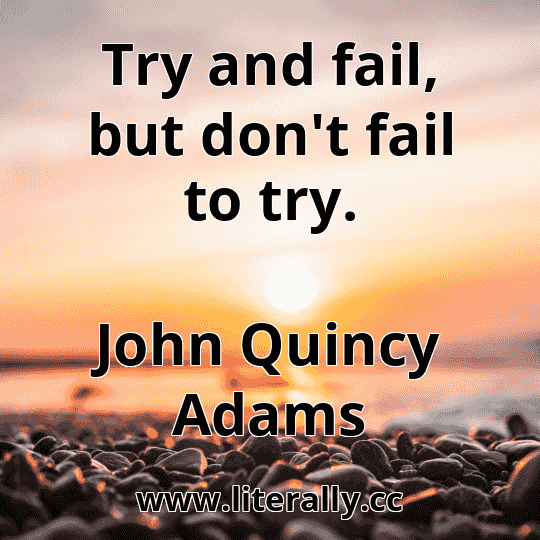 Try and fail, but don't fail to try.
John Quincy Adams
