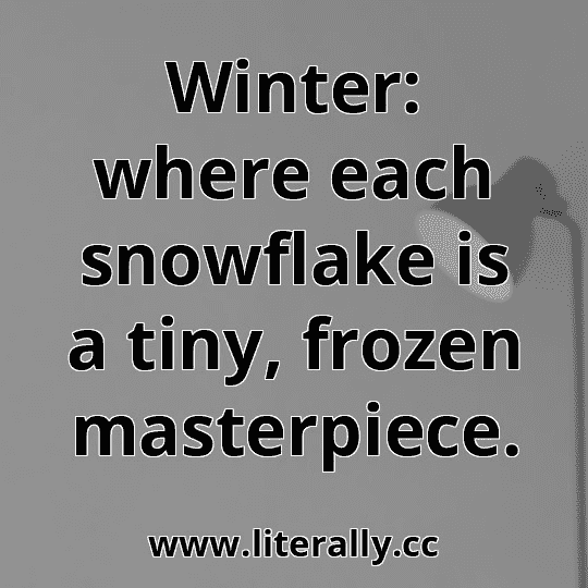 Winter: where each snowflake is a tiny, frozen masterpiece.
