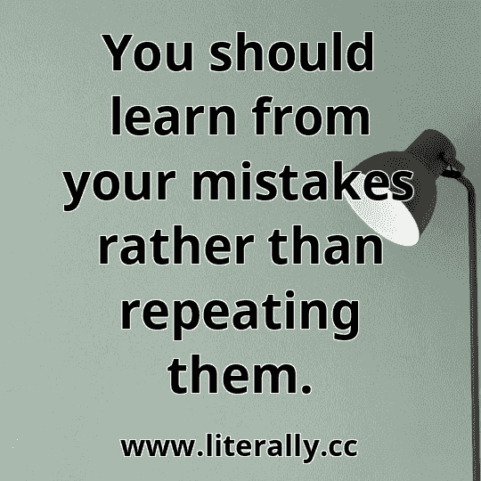 You should learn from your mistakes rather than repeating them.
