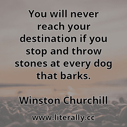 You will never reach your destination if you stop and throw stones at every dog that barks.
Winston Churchill
